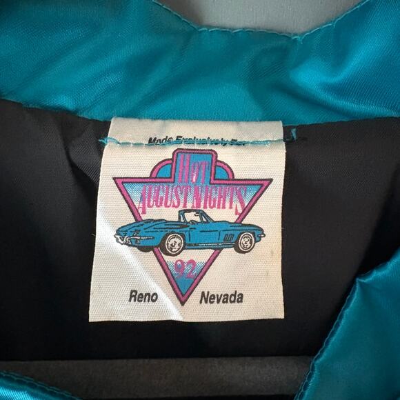 Vintage 1992 HOT AUGUST NIGHTS Men's XXL Blue Bomber Jacket Reno Classic Cars - Picture 4 of 11